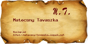 Matecsny Tavaszka névjegykártya